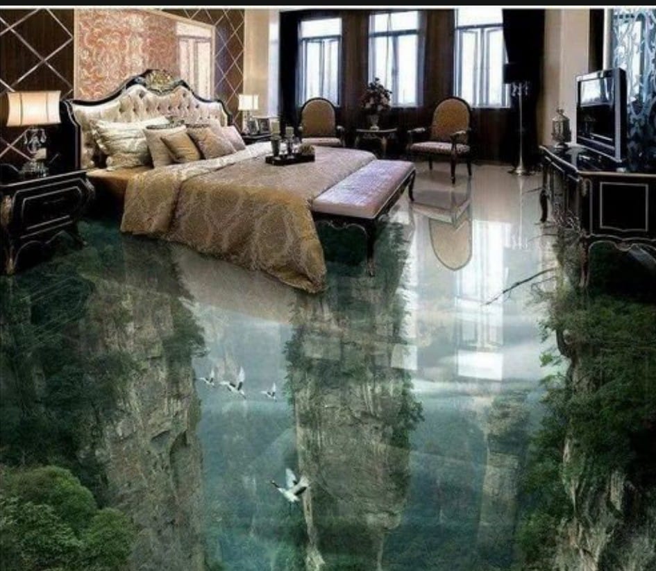 Printed metallic epoxy flooring